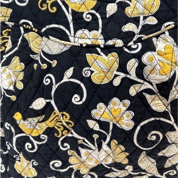 Vera Bradley Pleated Tote Large Yellow Bird Black/Yellow/White EUC - Picture 7 of 9